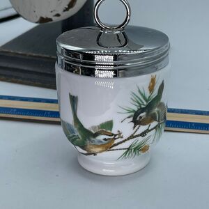 Vintage Royal Worcester egg coddler bird pattern porcelain